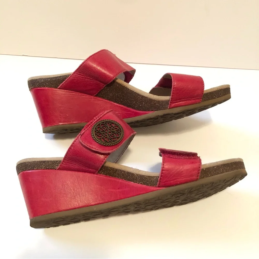 Aetrex Marilyn Leather Wedge Sandals 42 10.5 11